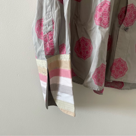 Ted Baker London mens long sleeve button down collared shirt grey pink design - Picture 3 of 3